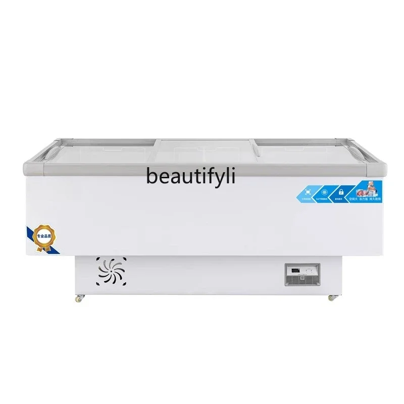 

A61 Freezer commercial large-capacity freezer refrigerator refrigerated display cabinet, transparent glass horizontal island cab