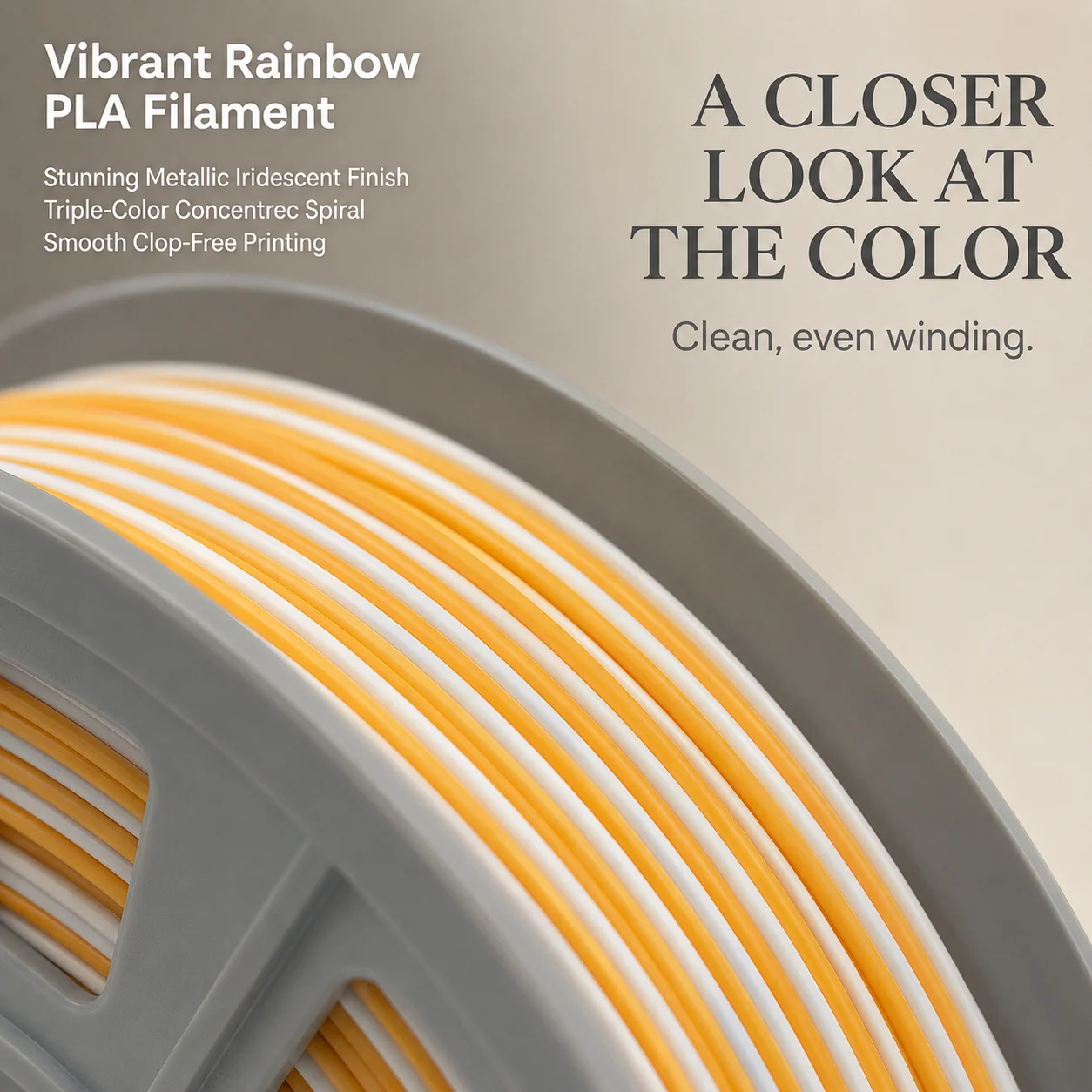 Co-extruded PLA Filament 1.75mm 300g Spool, 2 Options: Yellow White Dual Color / Red Gold Blue 3 Color, Multi-color 3D Printer Material ±0.02mm Tolerance Low Warp for FDM 3D Printing