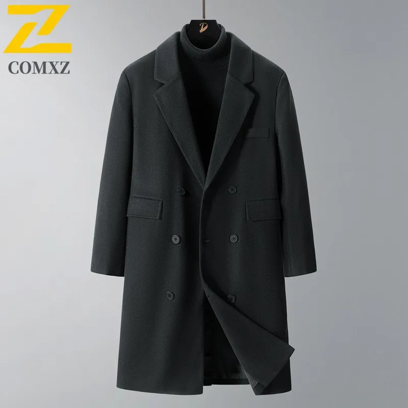 COMXZ Men Woolen Trench Classic New Windproof Comfortable Business Trip Winter Jacket Office Luxury High Quality Wool Jacket