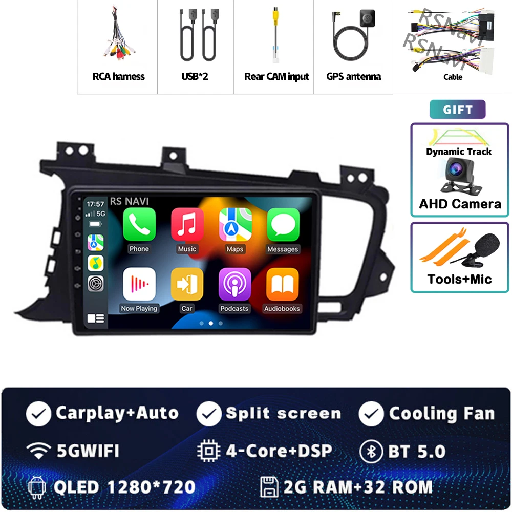 Plug en Play Android 15 Carplay Auto Qualcomm Scherm Autoradio Speler Voor KIA Kia K5 Optima 2011-2015 GPS Stereo Wifi + 4G DSP