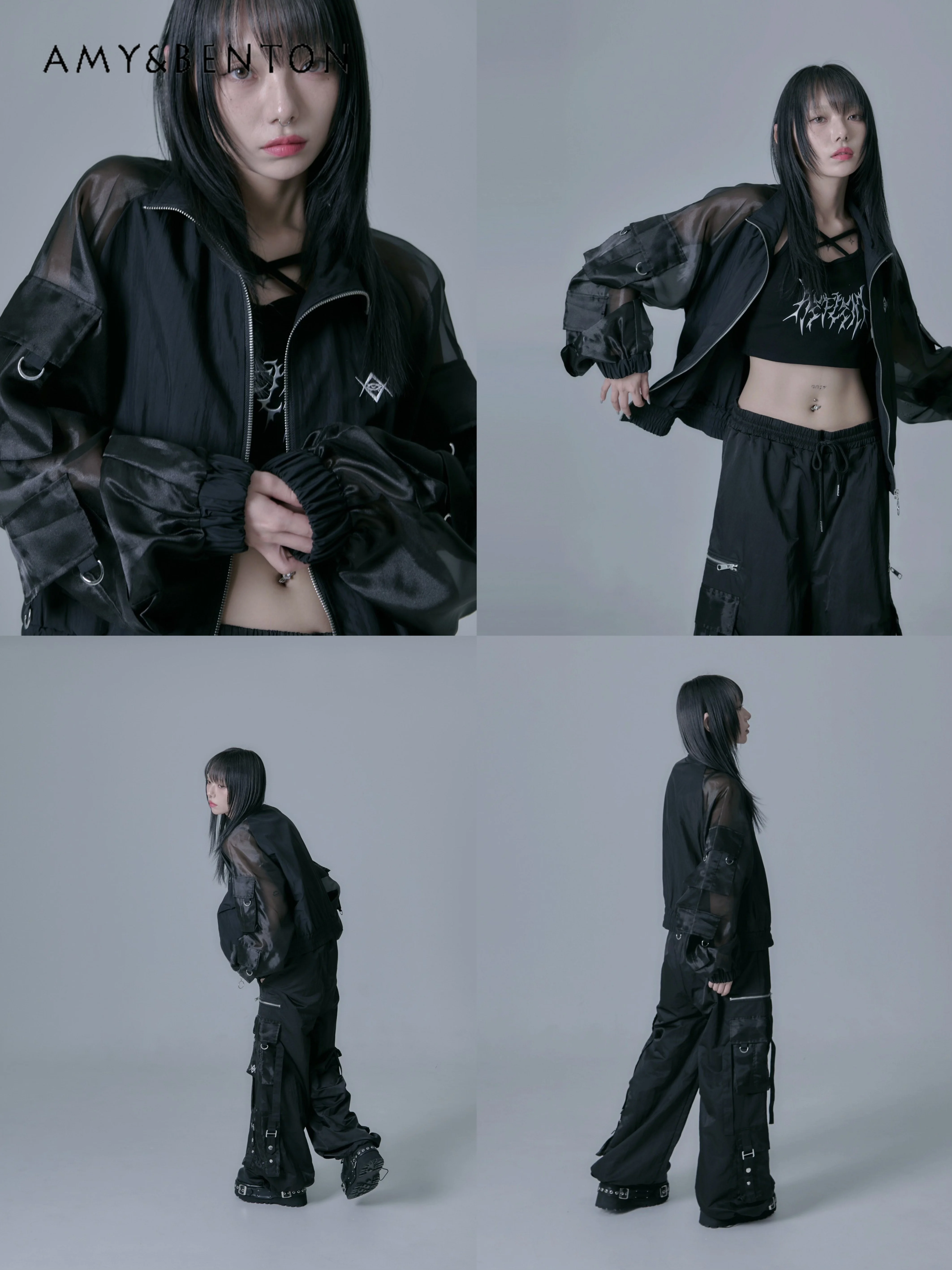 Chaquetas finas transparentes de estilo deportivo Subcultural para mujer, chaqueta con capucha de gran tamaño, estilo Harajuku de minas japonesas, Y2K