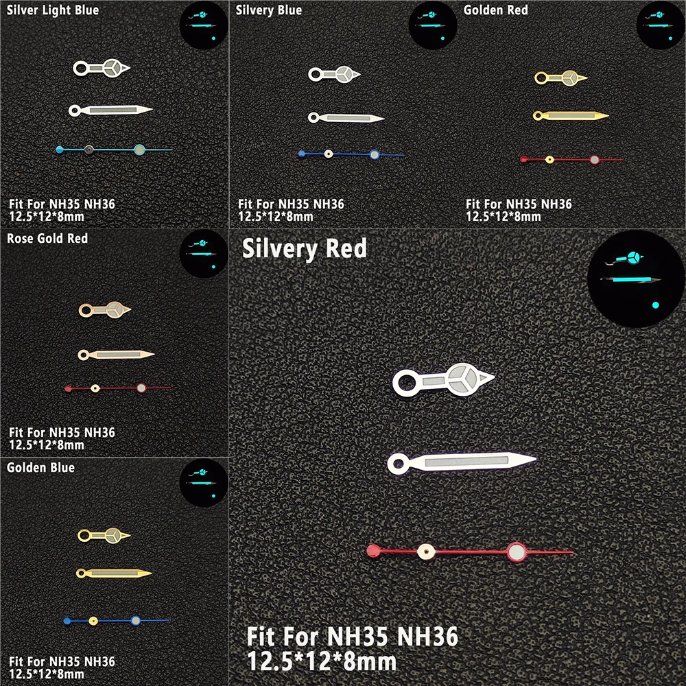 

Watch Hand Fit NH35 NH36 Automatic Mechanical Movement 12.5mm Light Blue Red Blue Watch Hand Blue Green Luminous Watch Hand