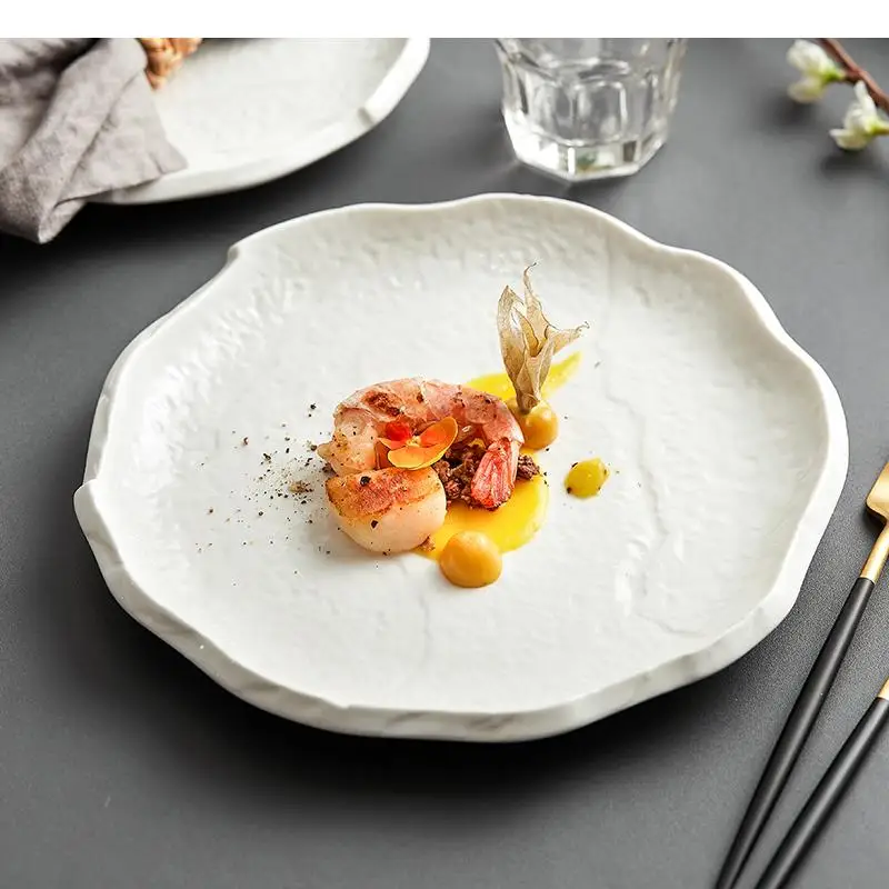 

Ceramic Vegetable Plates Cooking Dishes Pasta Steak Plate Home Kitchen Irregular Shape Solid Color Tableware Snack Desserts Dish