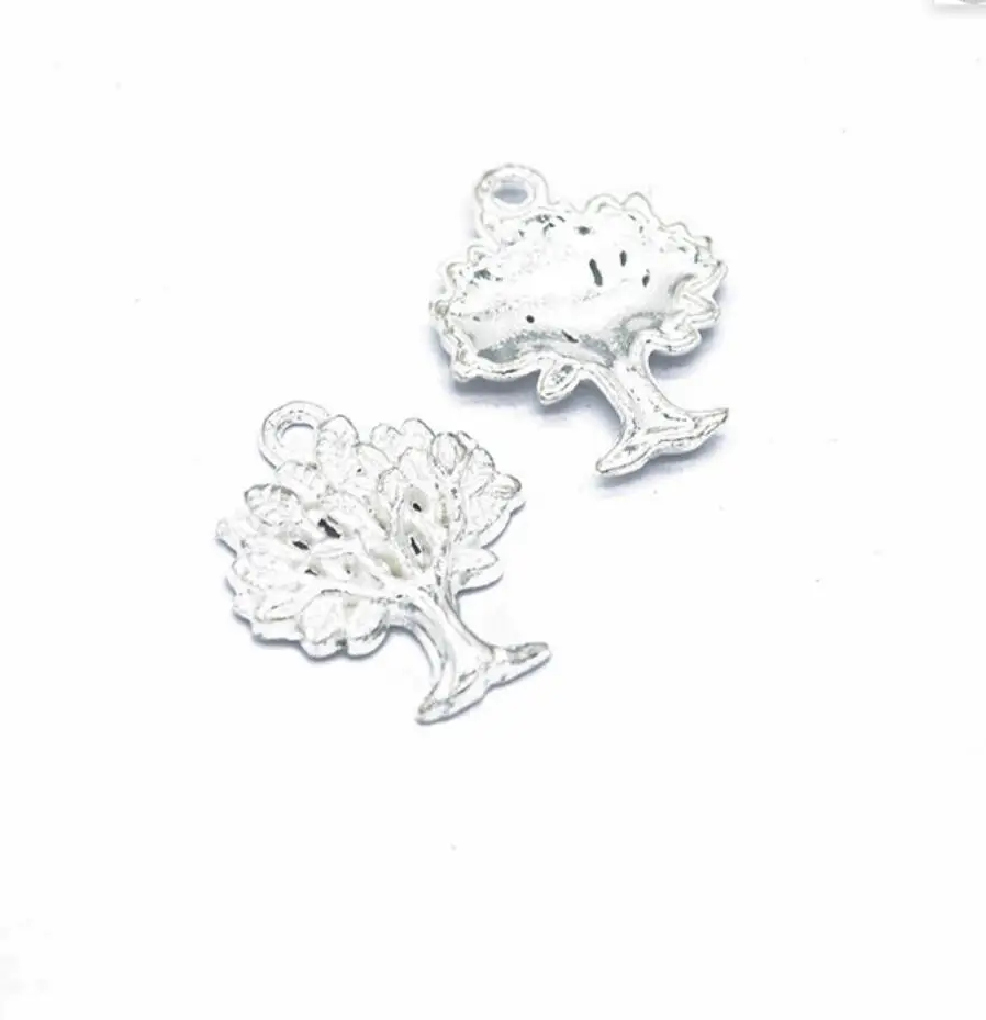100PCS 16*21mm Plant Charms Tree Pendant Two Color DIY Retro Jewelry Necklace Bracelet Earrings Marking F0372