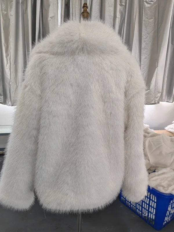 Faux Fur Coat Women Solid Fur Jacket Turn Down Collar Long Sleeve Single Breasted Loose Thick Warm Fur Casual 2025 Autumn Winter