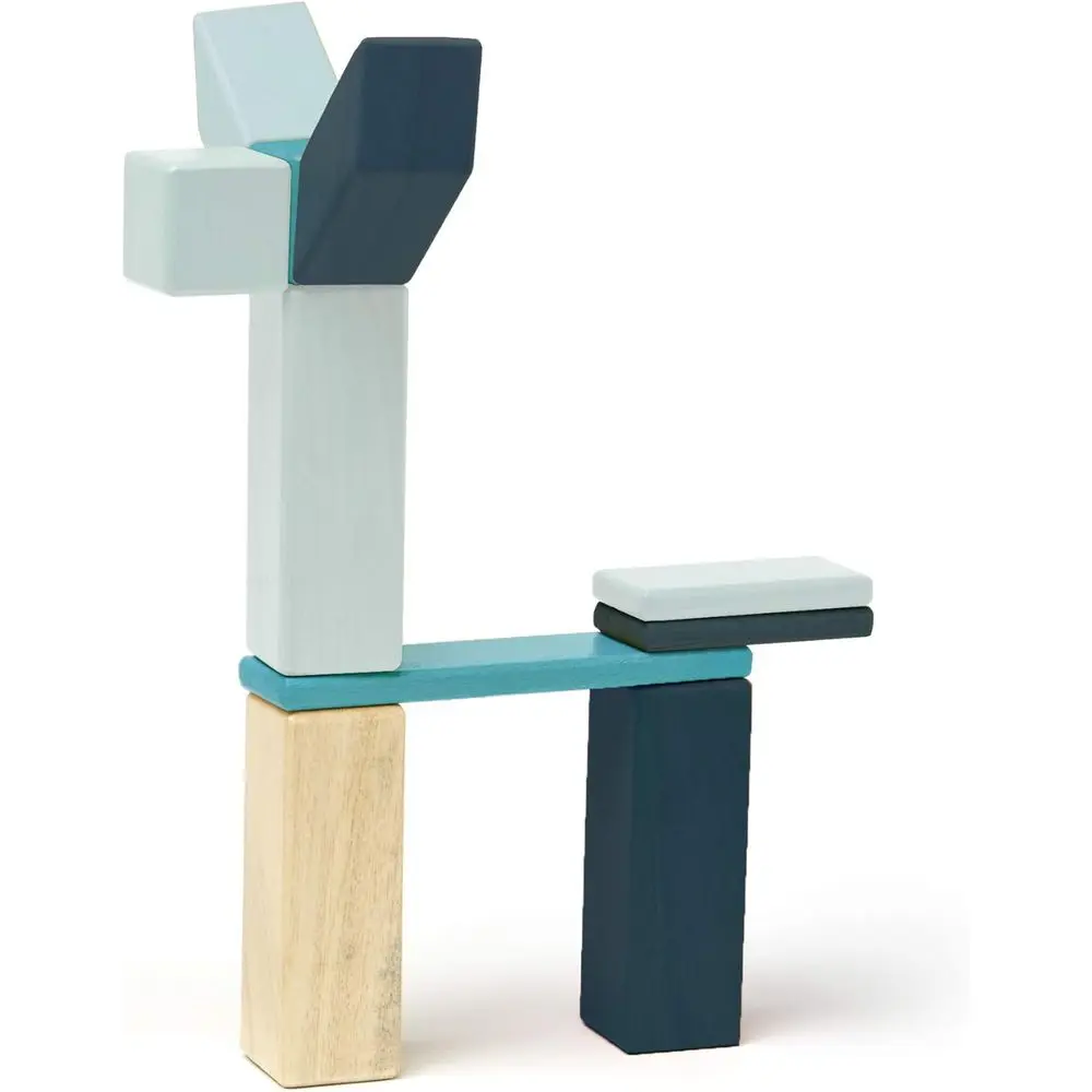 42-Piece Tegu Blue Magnetic Wooden Blocks for Ages 1-99