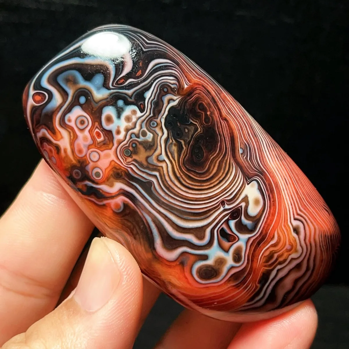 Large Crystal Clear Banded Agate Worry Stone, Sunset Tone, Tumbled Polished, Gift Giving, Natural Stone, Table Display