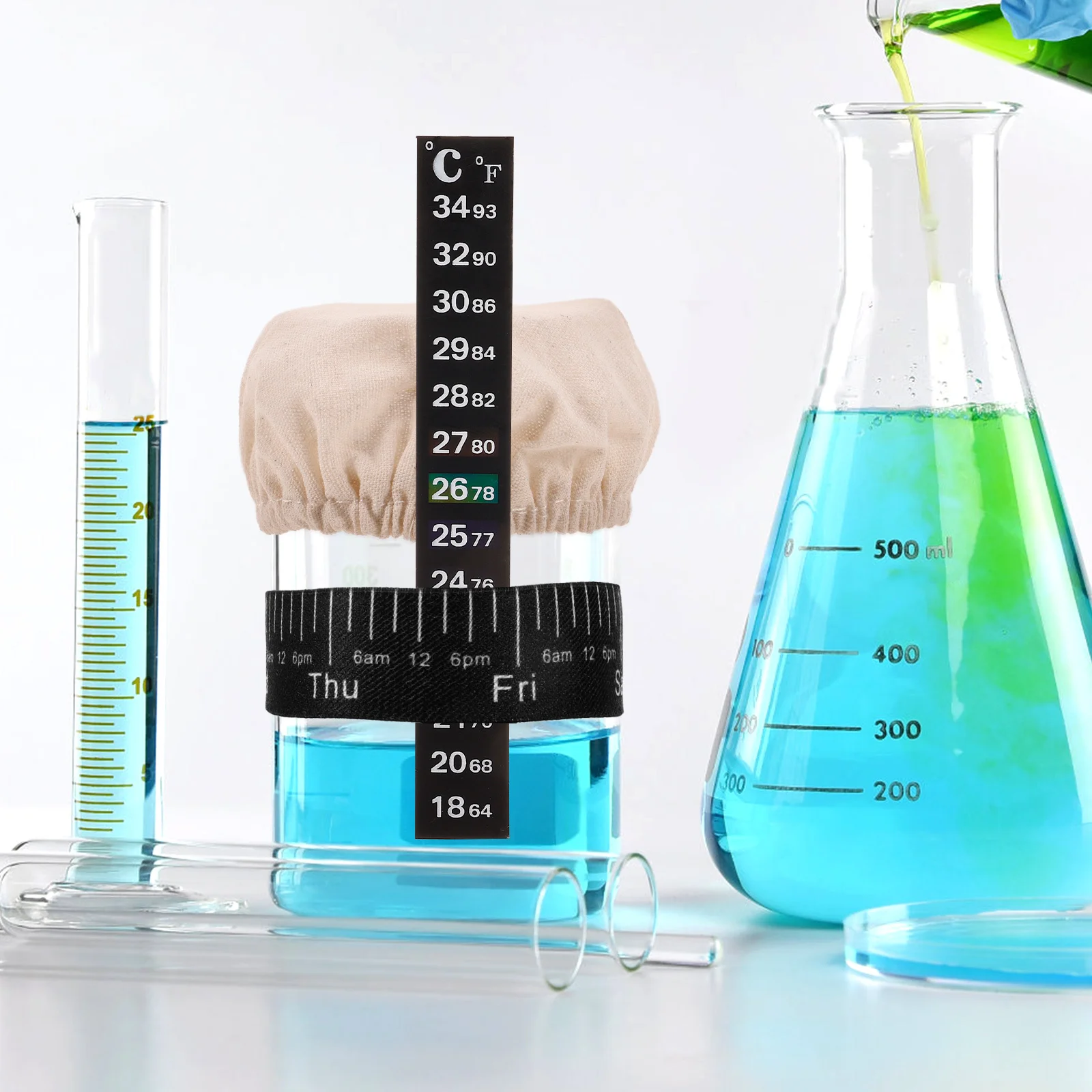 

1Set Sourdough Fermentation Jar Accessories Kit Cloth Cover Thermometer Sticker Date Band Safe Material Long Lasting