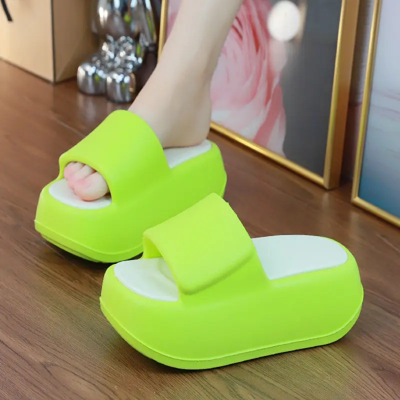 7 cm hohe Plattform Eva Hausschuhe Damenmode Sommer Streetwear Mädchen klobige Schuhe Frau Flatform Panto letten weichen Aufzug Hausschuhe