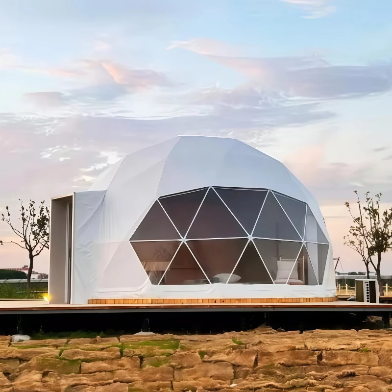 Geodesic Dome Kit Tent 4 Season Snow Guard Windproof PVC Glamping Igloo House Outdoor Prefab Building For Luxury Resort Hotell