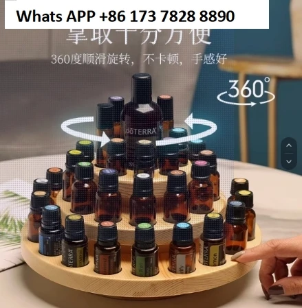 

39 Grid Essential Oil Display Stand 360 Degree Rotating Solid Wood Lipstick Sub-bottling Desktop Storage Display Plate