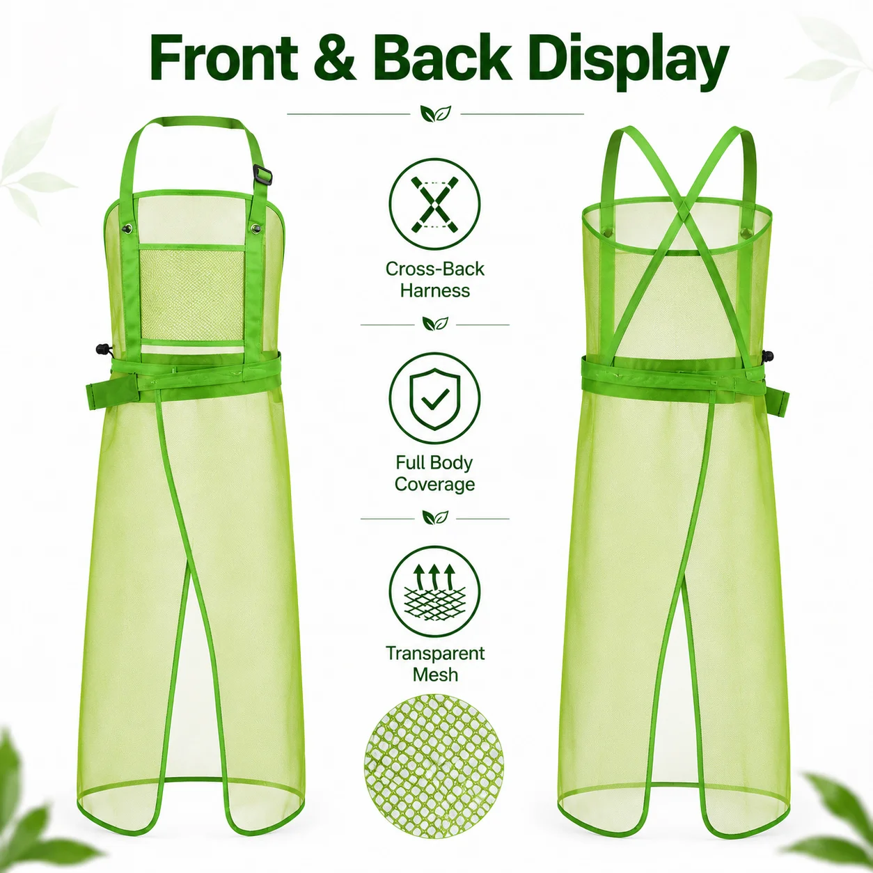 Garden Mowing Apron, Trimmer Shoulder Harness with Nylon Strap, Breathable Mesh Lawn Workwear for Yard Cutting
