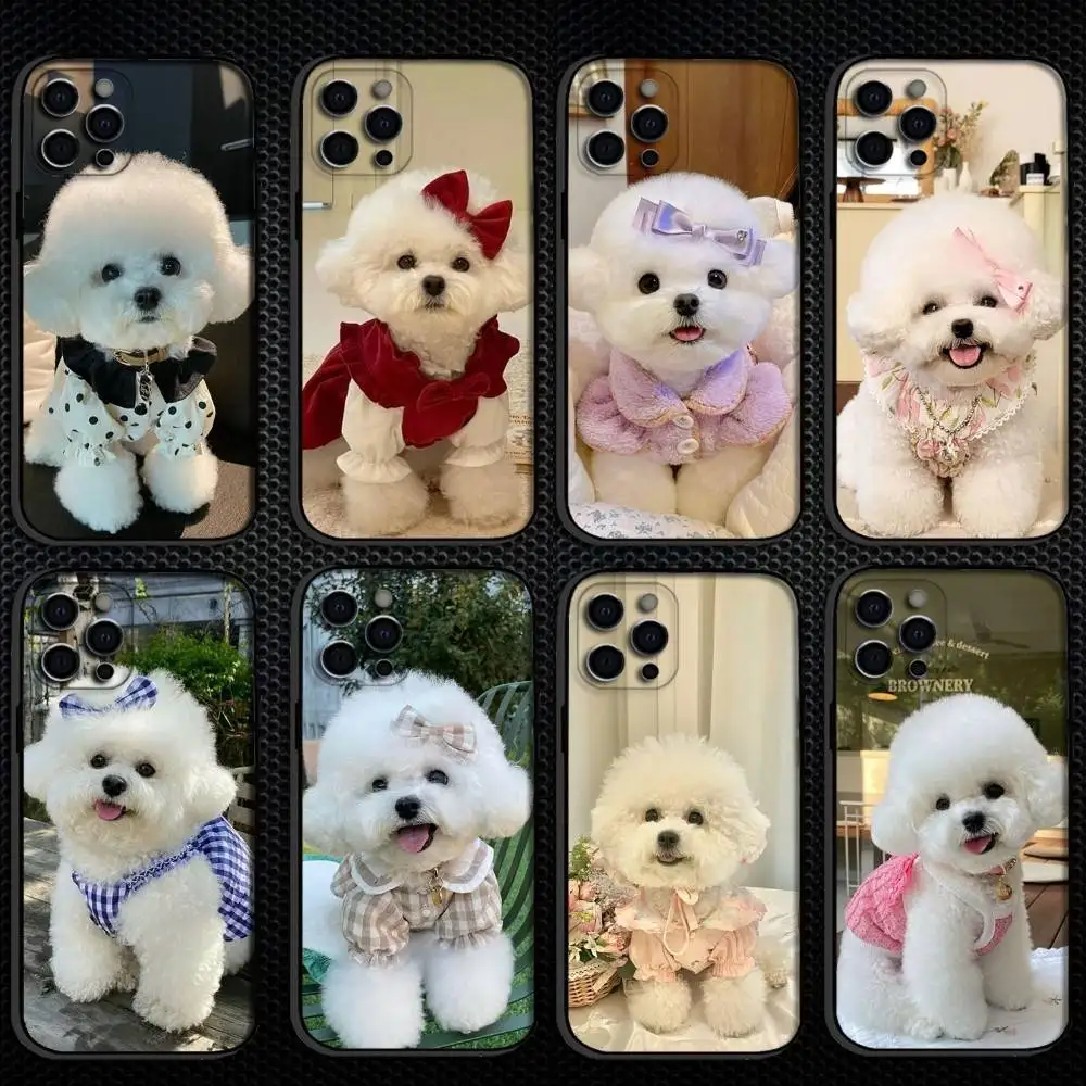 

Playful Bichon Phone Case For iPhone 16,15,14,13,12,11 Plus,Pro Max, Others Soft Black Cover