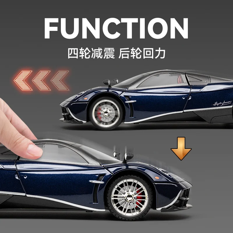 1:18 Pagani Huayra Dinastia 슈퍼카 합금 다이캐스트 및 장난감 차량, 금속 장난감 자동차 모델, 소리와 빛 컬렉션, 어린이 장난감, 신제품