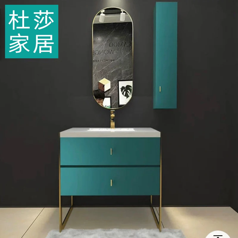 Villa Modern Light Luxury Rock Plate Bathroom Wash Table American Style Bathroom Cabinet Combination Set Wash Face Hand Pool