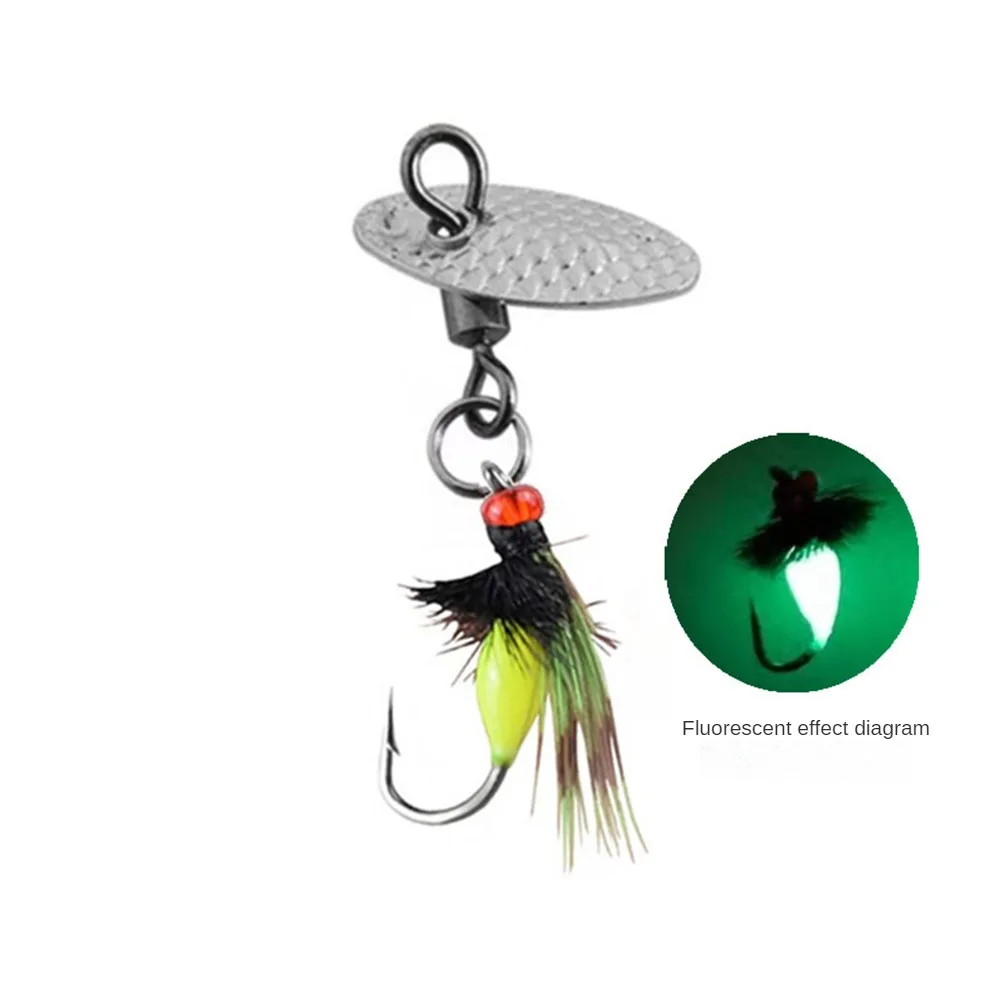 Biomimetic Micro Object Composite Rotating Melon  Sequin Fly Hook Set Makoro Feilu Sub Bait White Stripe Fake Bait