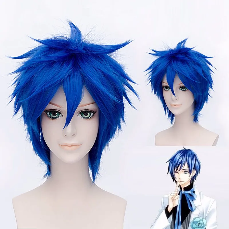 

“Spinning Penguin Drum” Shoma Takakura Cosplay Wig: Blue, Short, Voluminous, Layered Synthetic Hair (Men's Style)