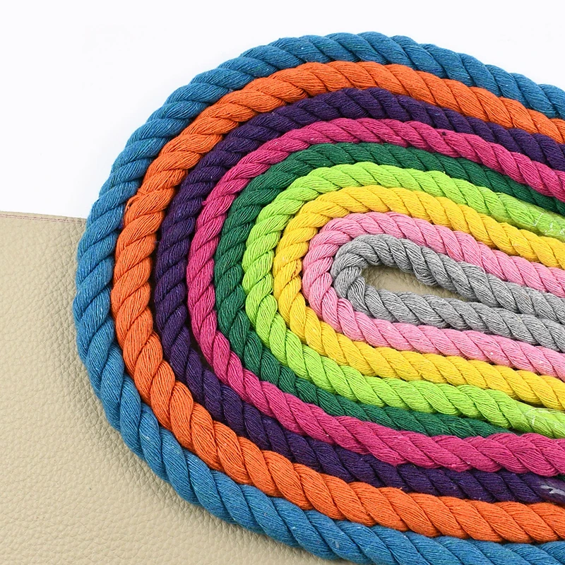 20mm 3-fädige Makramee-Seile, gedrehte Baumwollkordeln, Taschenriemen, geflochtene Seil-Dekoration, Heim-Nähgarn, Lanyard-Kordel, DIY-Zubehör