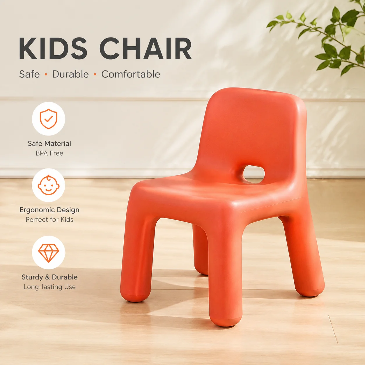 Scandinavian-Style Baby Learning Chair and Table Set – Ergonomic PE Plastic Study Stool for Toddlers, Indoor & Outdoor Use view 3