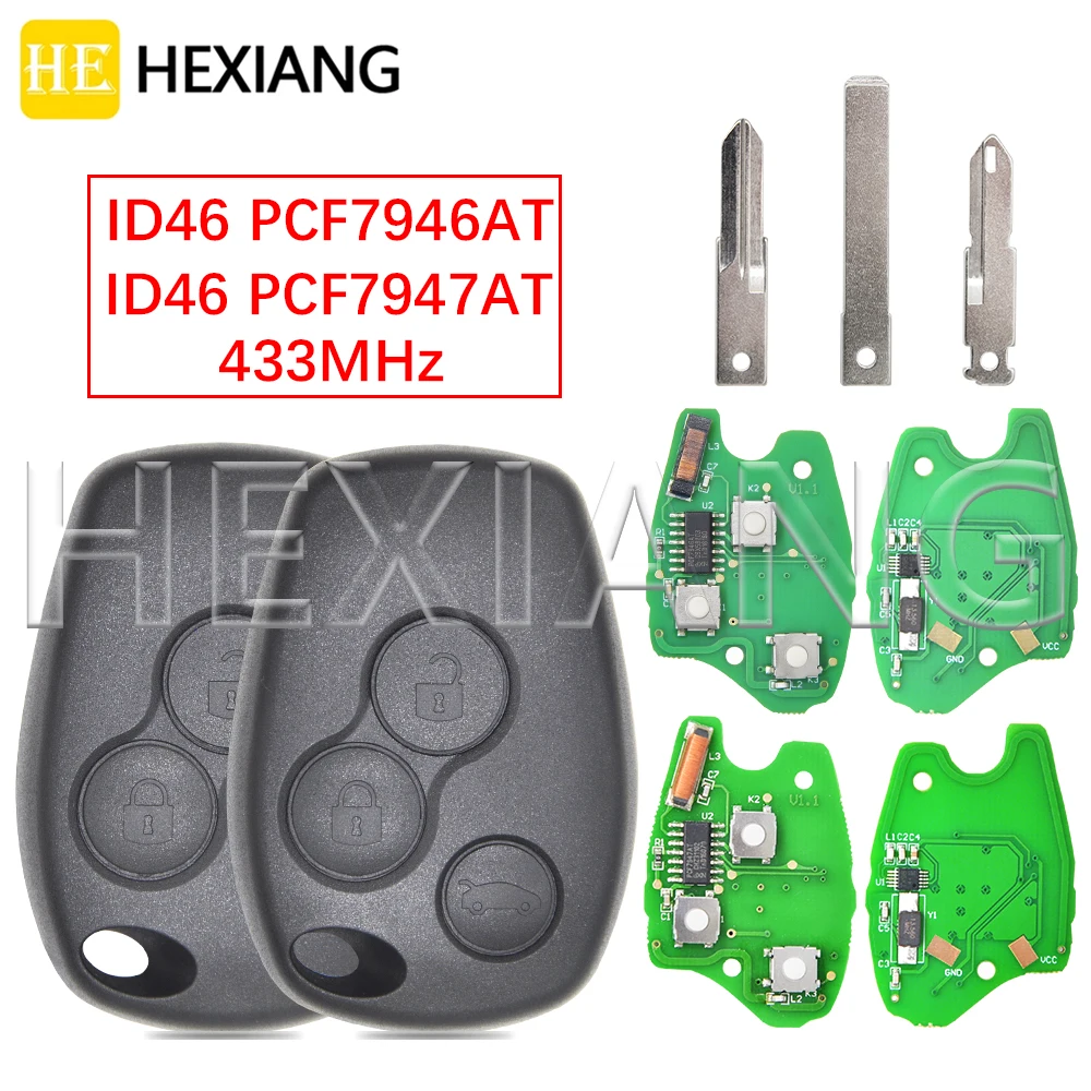 HE ID46 PCF7946AT PCF7947AT 433MHz Car Remote Key VAC102 VA2 Blade For Renault Megane Logan Clio Sandero Duster Modus Kangoo