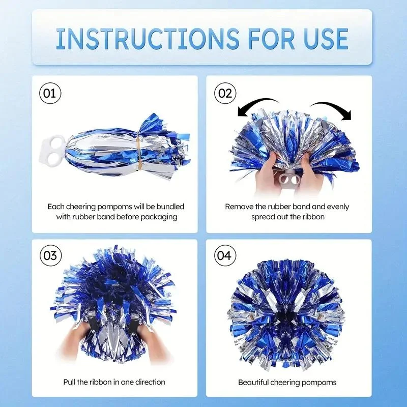 Blue & Silver Cheer Pom Poms, - đánh giá và giá Cheerleading Pom Pom