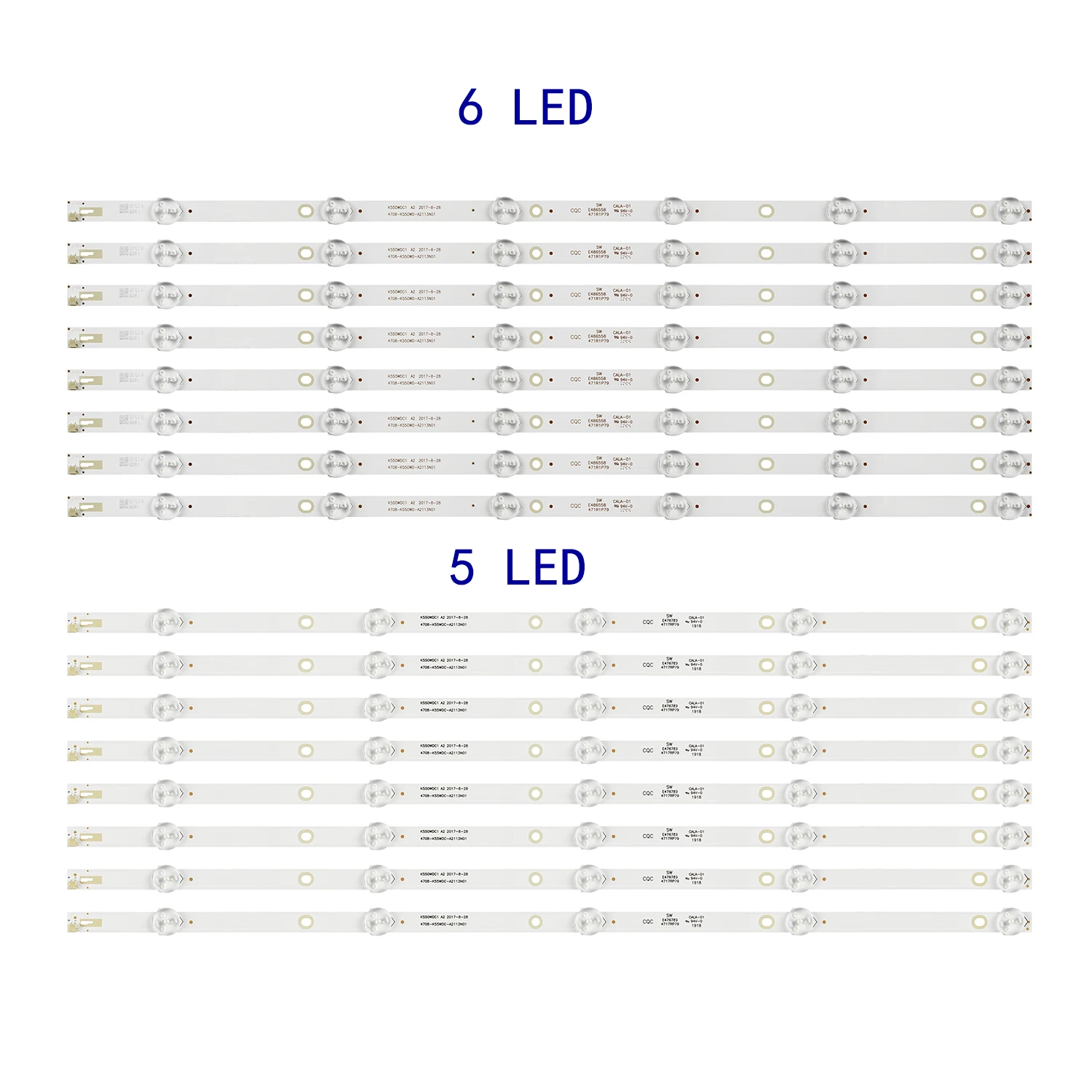 

80 шт./10 компл. светодиодная лента для подсветки K550WDC1 A1/A2 4708-K55WDC-A2113N01 для телевизора Philips 55 дюймов 55U5080 55PUF6022/T3 55H5 U55S870VKE