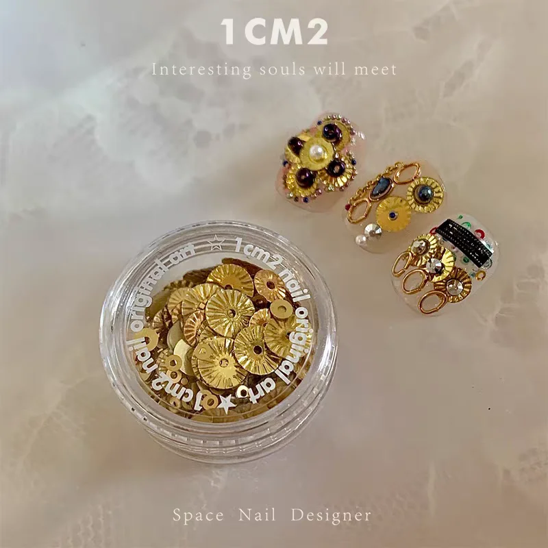 1Box  Vintage Metal Gold Sheet  Nail Art Decoratrion Nails Accessories DIY  Nail Salon Manicure