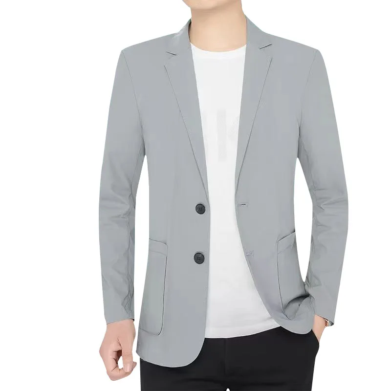 

3710-Men's Lapel Cotton Striped Short Sleeve Customized suit