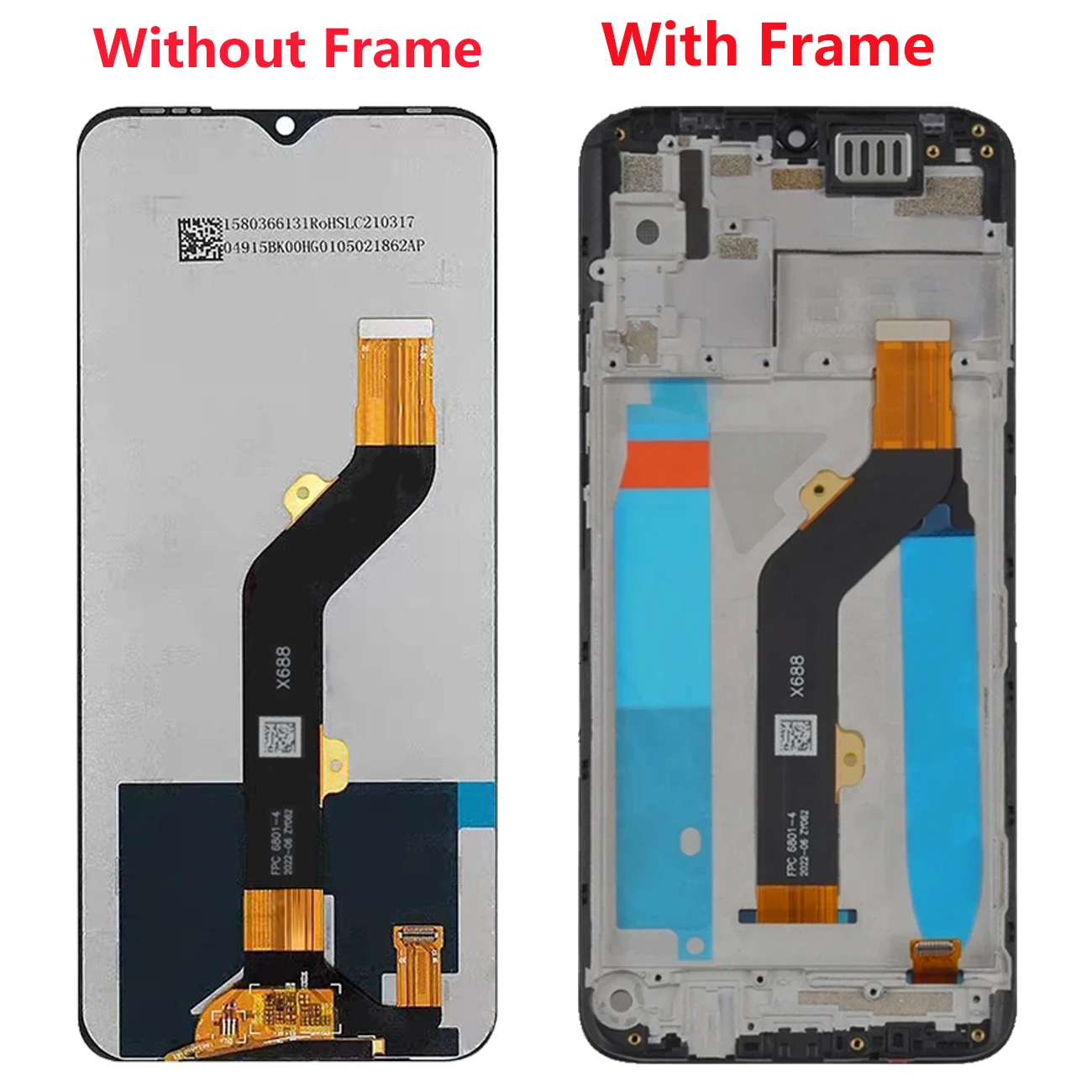 Pantalla For Infinix Hot 10 Play X688 LCD Display Full With Frame X688B X688C Screen Touch Digitizer Replacement RepairParts