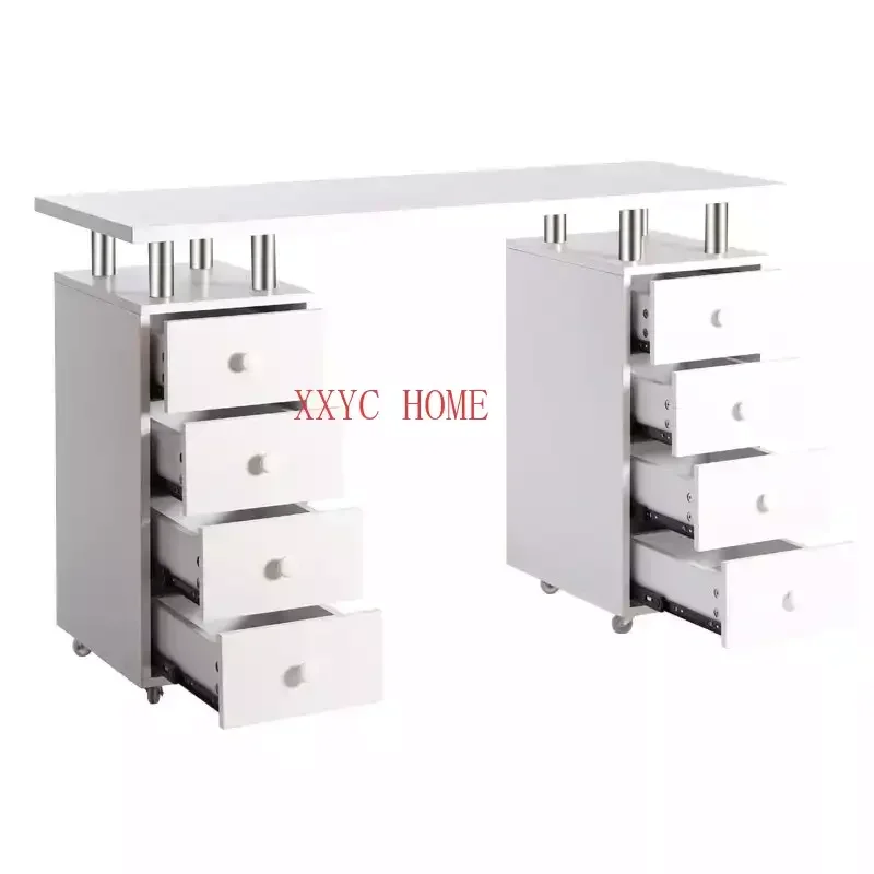 Modern Design Manicure Station Nail Table on Wheels with 8 Drawers for Beauty Salon