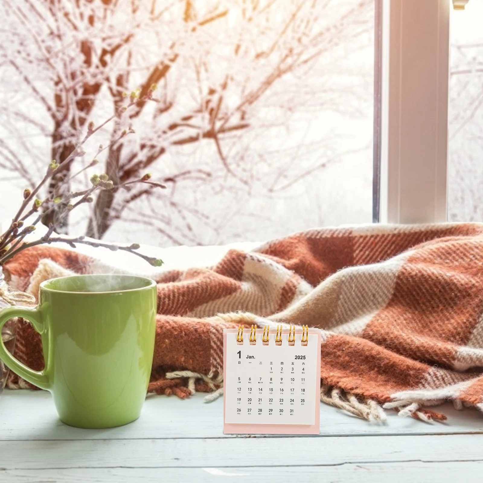 Simple Desk Calendar Aesthetic Small Adjustable Mini Paper Standing Modern Minimal Practical Sturdy Fresh Decorative Compact