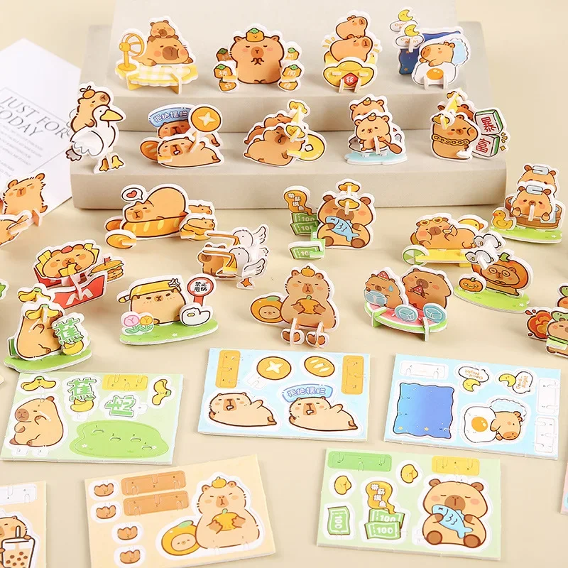 30/60 szt. Puzzle papierowe z motywem kreskówkowych zwierząt, kapibary, zabawka dla dzieci, upominki na przyjęcia urodzinowe, nagrody do klasy, zabawki dla dzieci