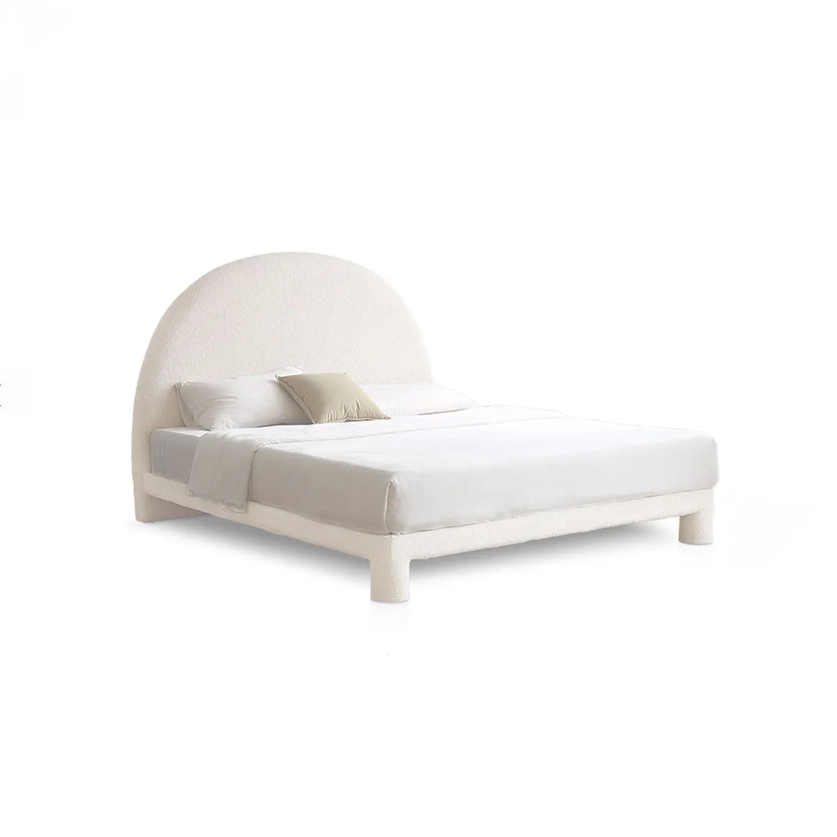 

Half Moon Fabric Bed Cream Style Princess Bed Bedroom Home Round Double Soft Pack Luxury Bed