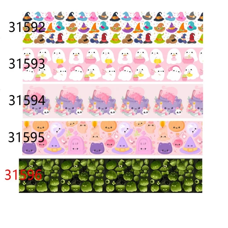 

5Yards Halloween Cartoon Grosgrain Ribbon Printed for Bows Sewing Accessories DIY Craft Materials