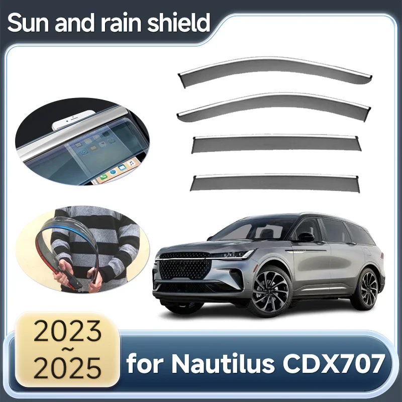 Sun And Rain Shield for Lincoln Nautilus 2024 Accessories MK2 CDX707 2023~2025 Wind Rain Visor Auto Deflector Weathershield Tool