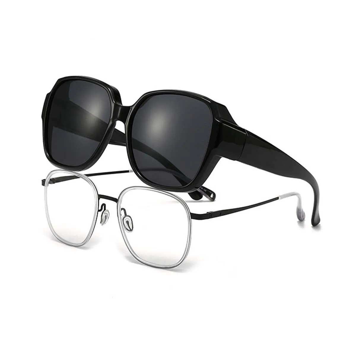 Square Oversized Fit Over Sunglasses Over Glasses with Lightweight Large Frame for Woman Man T01