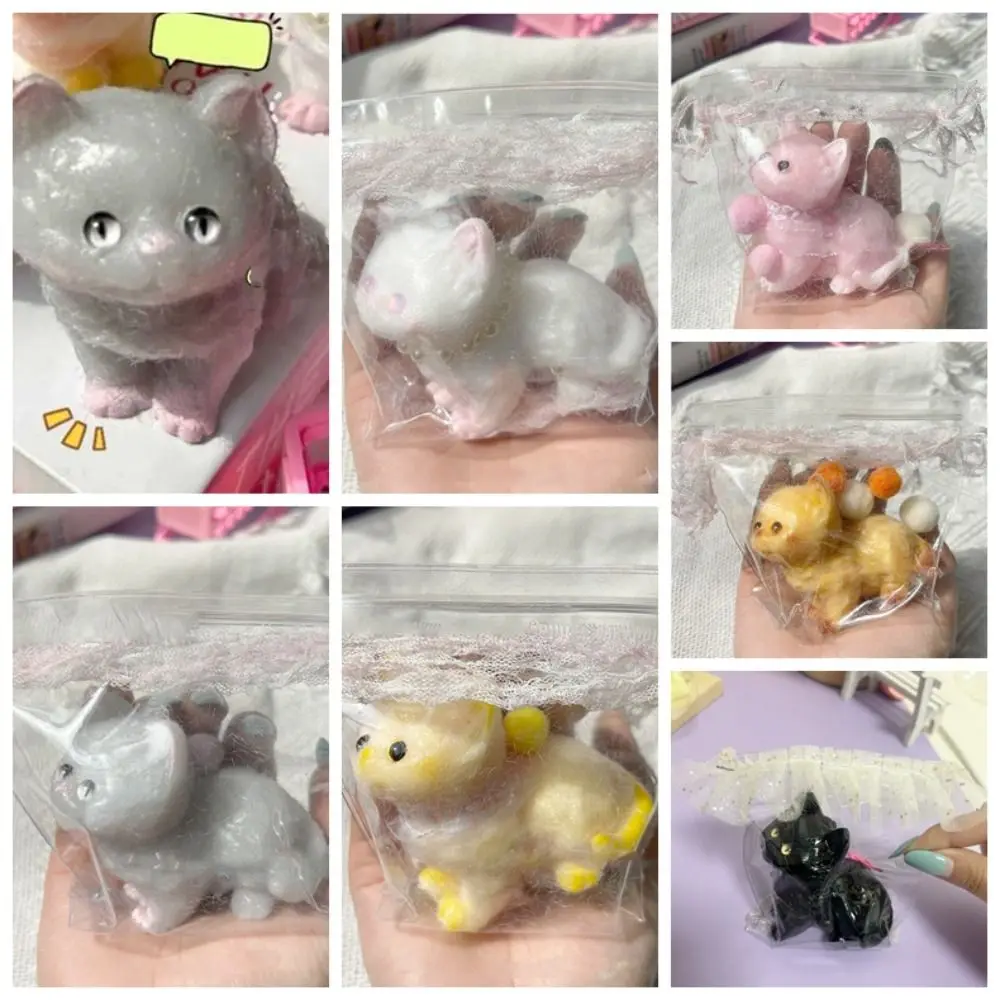 Cartoon Kawaii Plush Cats Slow Rebound Toy Creative Soft Feel Pinching Fingertip Toy Kids Stress Relief Toy Cute Girl Gift