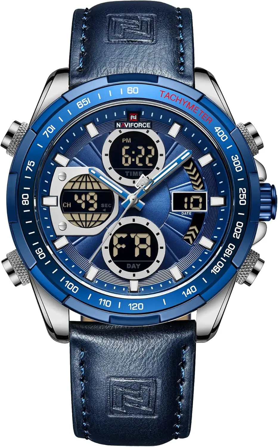 

Мужские военные цифровые часы NAVIFORCE, аналоговые кварцевые водонепроницаемые часы, спортивные многофункциональные кожаные наручные часы