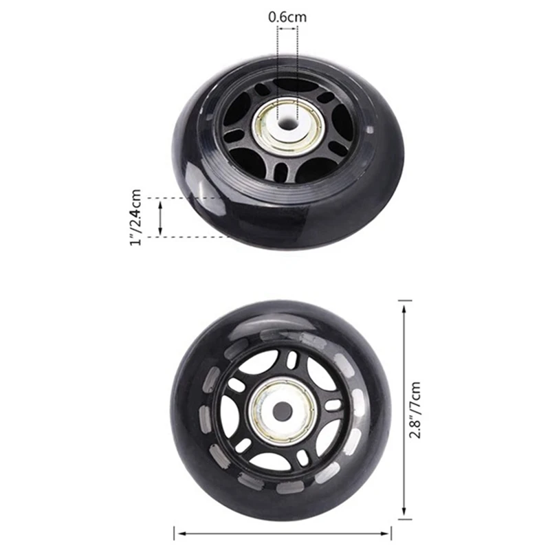 20Pcs Roller Skates Non-Flashing Wheel Skate Wheel 70X24mm Bearing Skate Accessories Non-Slip