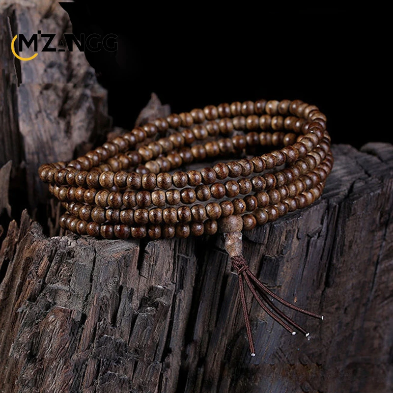 

Natural Vietnam Nha Trang Butter Gingham Agarwood Men's and Women's Buddhist Beads Bracelet Vintage Charm Jewelry Lucky Charms