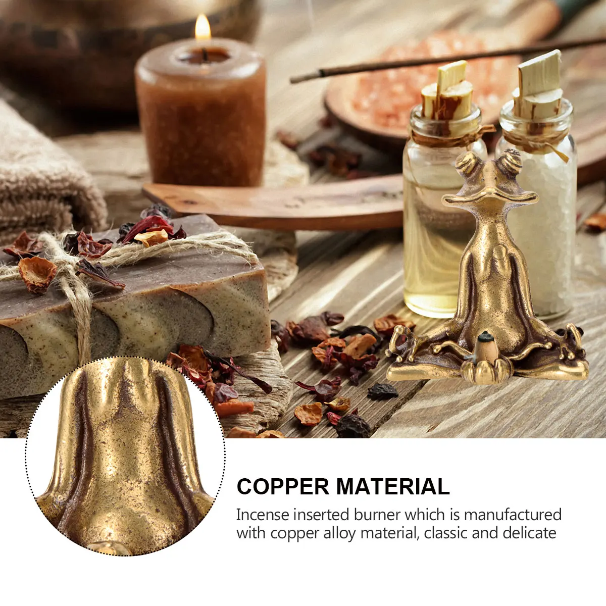 

Creative Zen Meditation Incense Burner Copper Alloy Metal Burner Holder For Home Bedroom Yoga Studio Meditation