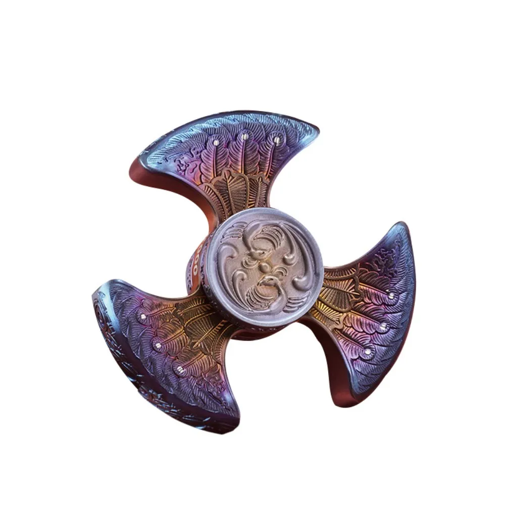FEGVE EDC Fire Phoenix Hand Spinner Titanium Relief Fidget Spinner Stress Relief Toy Office Desk Anxiety Relief Gadgets