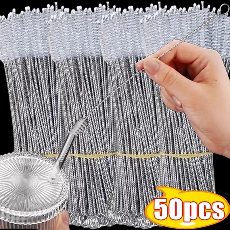 

50/1pcs Nylon Cleaning Brush Set Bottle Tube Pipe Drink Straw Washing Cleaner Bristle Long Handle Baby Cup Cleaning Brushes