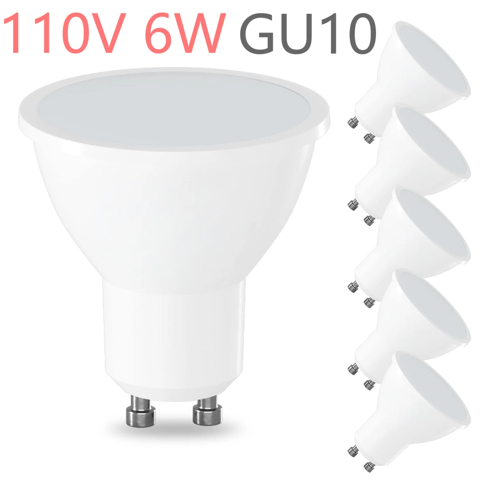 

6pcs GU10 LED Bulbs 110V 6W 3000K Warm White 5000K Daylight 6500K Cool White 480Lm 120° Flood Beam Angle MR16 LED Light Bulb