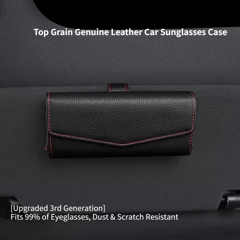 

For Car Sun Visor Sunglasses Holder, Genuine Leather Eyeglass Clip, Auto Interior Accessories