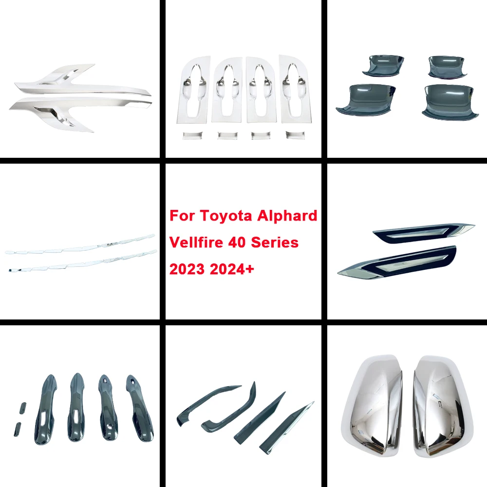

For Toyota Alphard Vellfire 40 Series 2023 2024+ ABS Door Window Lower Trim Rear License Plate Frame Decorative Strip
