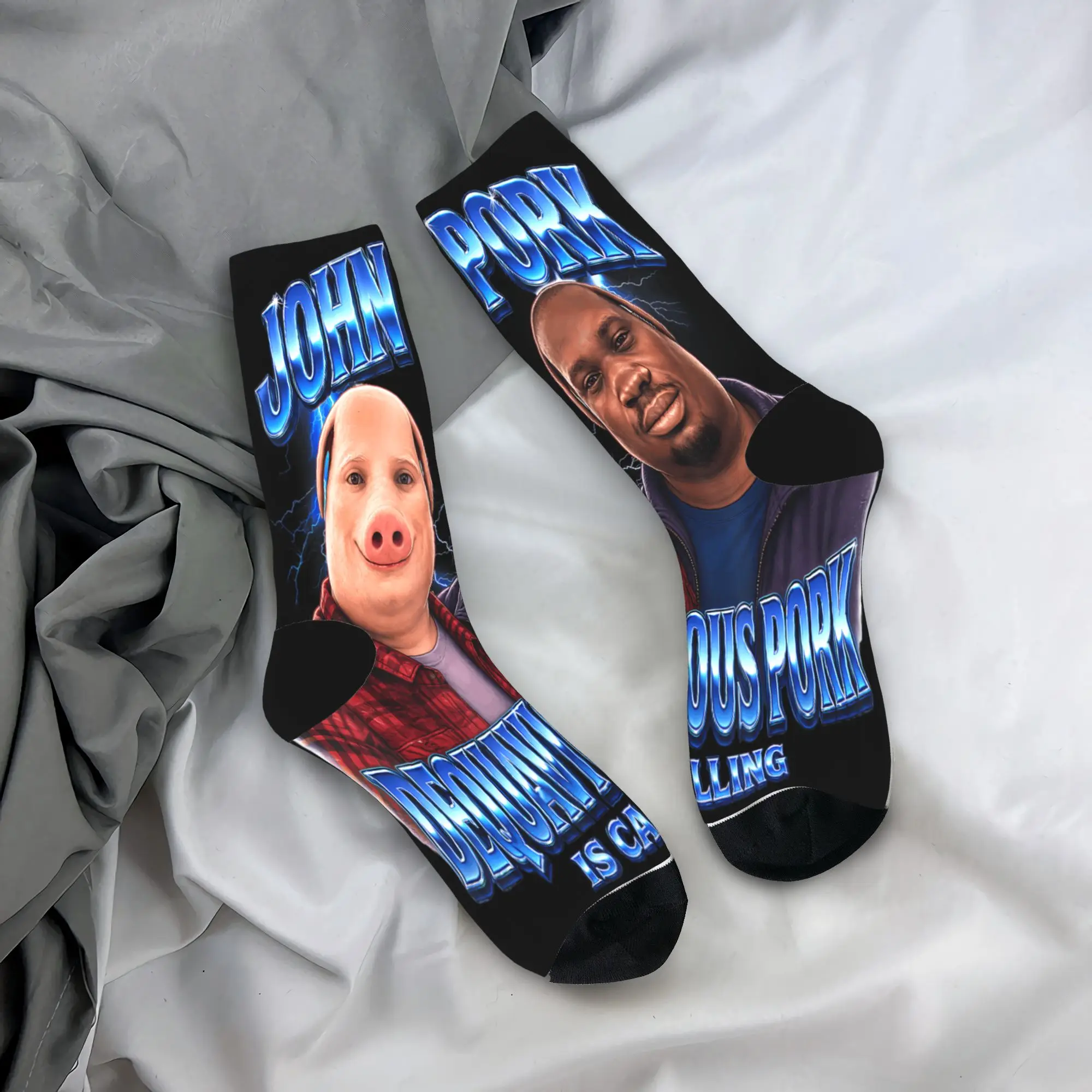Men Socks John Pork Dequavious Pork is Calling Meme  Stockings Anti Bacterial Soft Socks Winter Trendy Graphic Climbing Socks