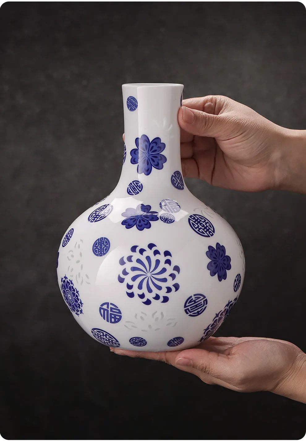 Official China Jingdezhen Porcelain Celestial Sphere Vase Jingdezhen Ceramic Handicrafts Chinese Style Decoration Perfect Gift