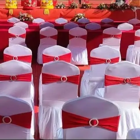 10pcs/set Wedding Party Decoration Chair Sash Spandex Lycra Bow Stretch Band For Birthday Party Dinner Hotel Banquet Ribbon
