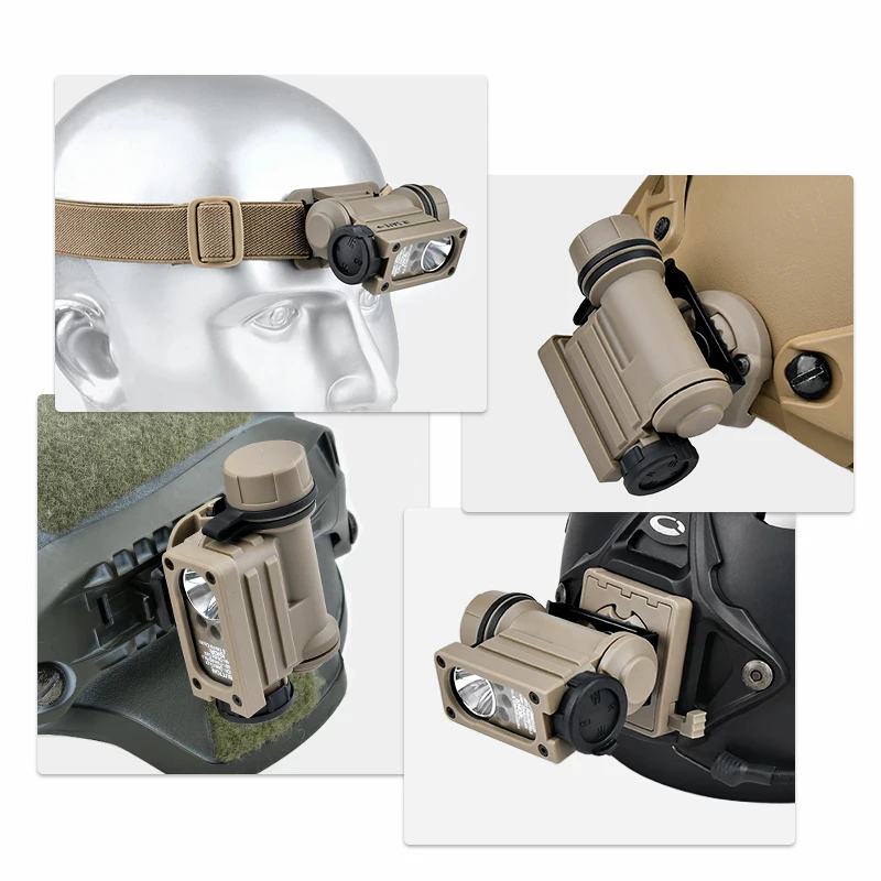 WADSN Sidewinder 2 FAST Wielofunkcyjna Lampka na Hełm - Czerwono/Niebieska IR i Biała LED Latarka Czołowa Stroboskopowa do Oświetlenia Taktycznego